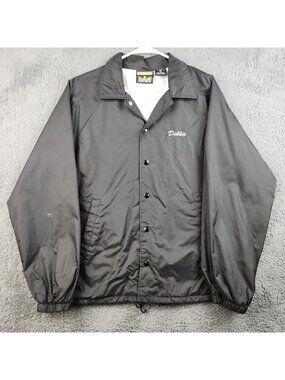 Vintage Satin Bomber Jacket Mens Medium Snap Front Black 90's Lined Car Cruizers